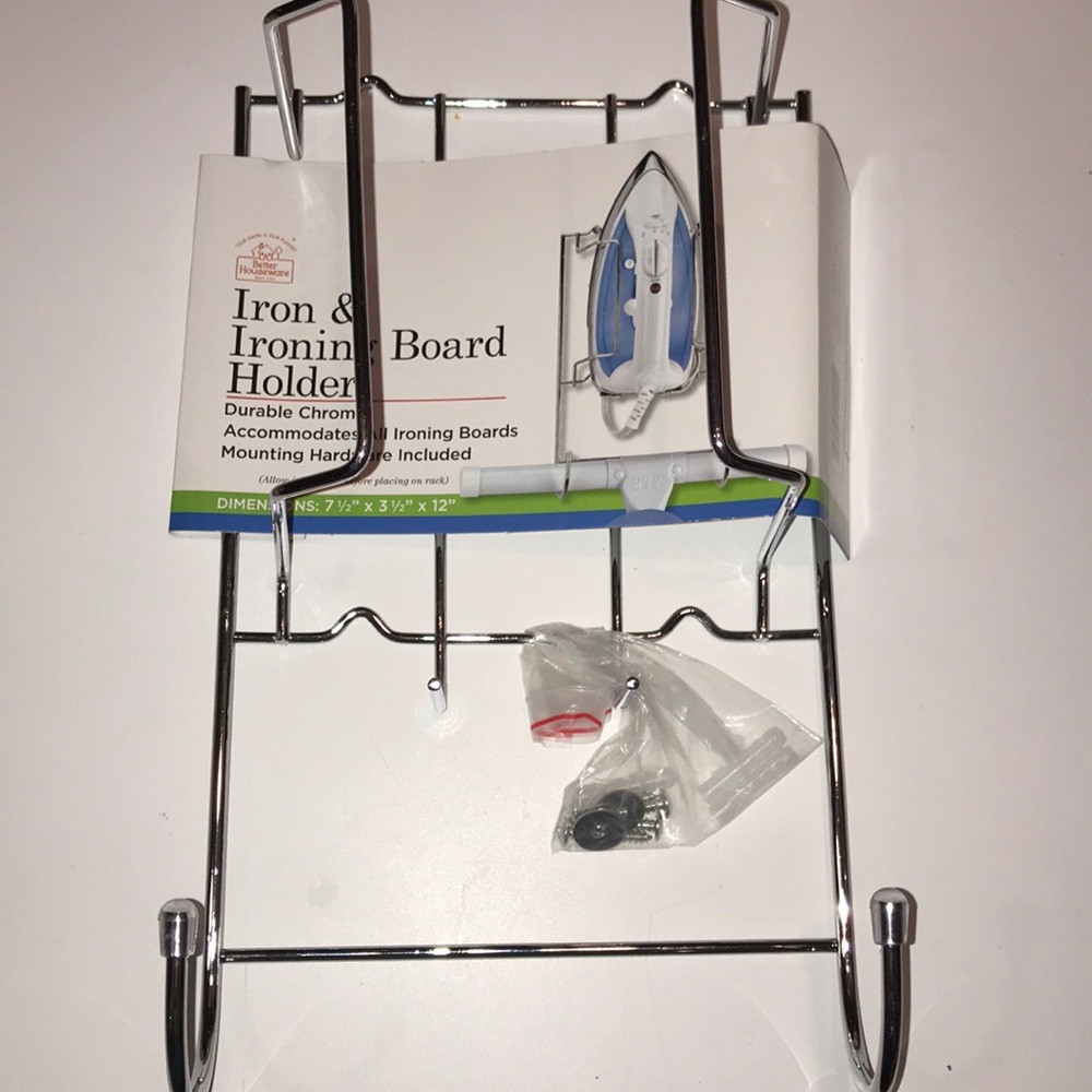 NWT-chrome Iron & ironing board holder